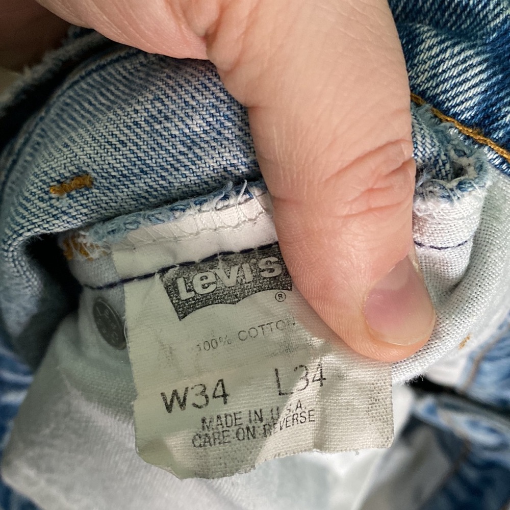 VNTG LEVIS ORANGE TAB 70s zipper fly DESTROYED jeans with super light wash 34/34 - Picture 10 of 13